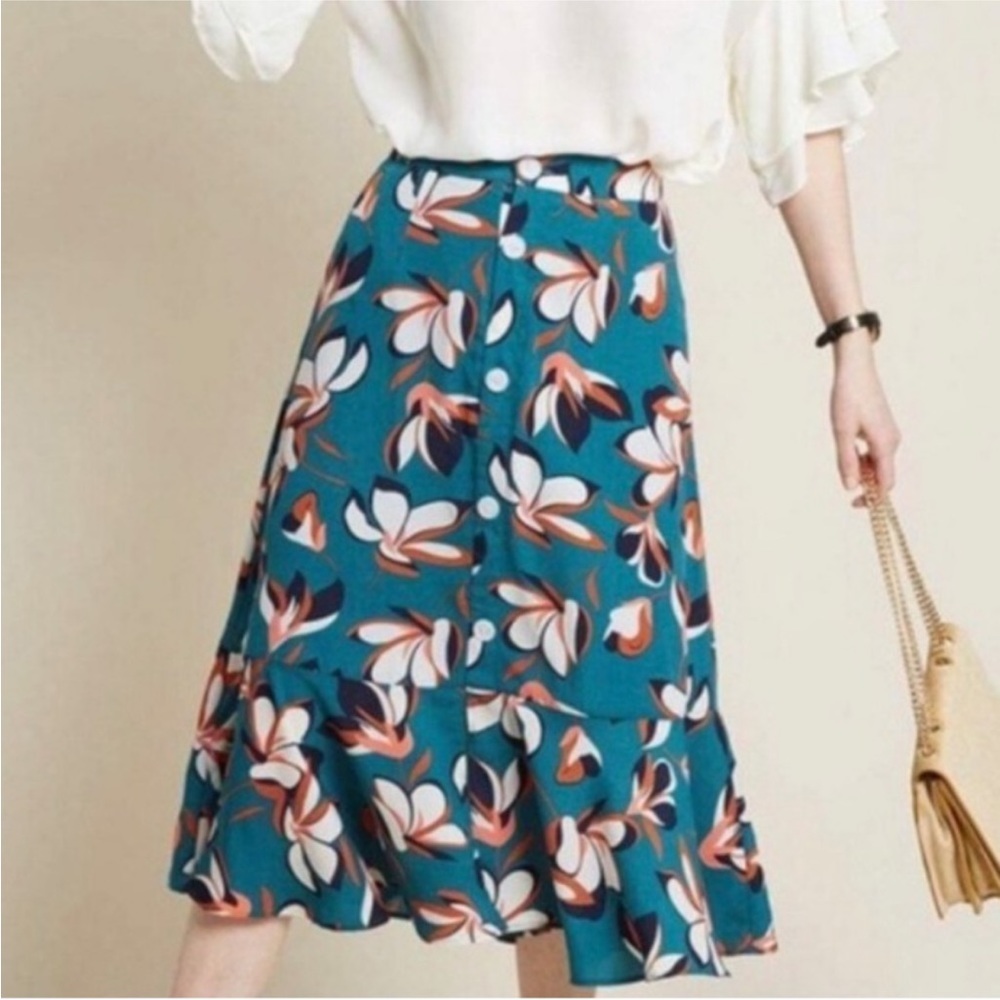 Modcloth Radiant Array Ruffled A-Line Floral Midi… - image 1